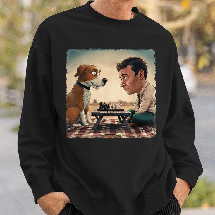 Chess Match Of Wits Mans Dog Sweatshirt Geschenke für Ihn