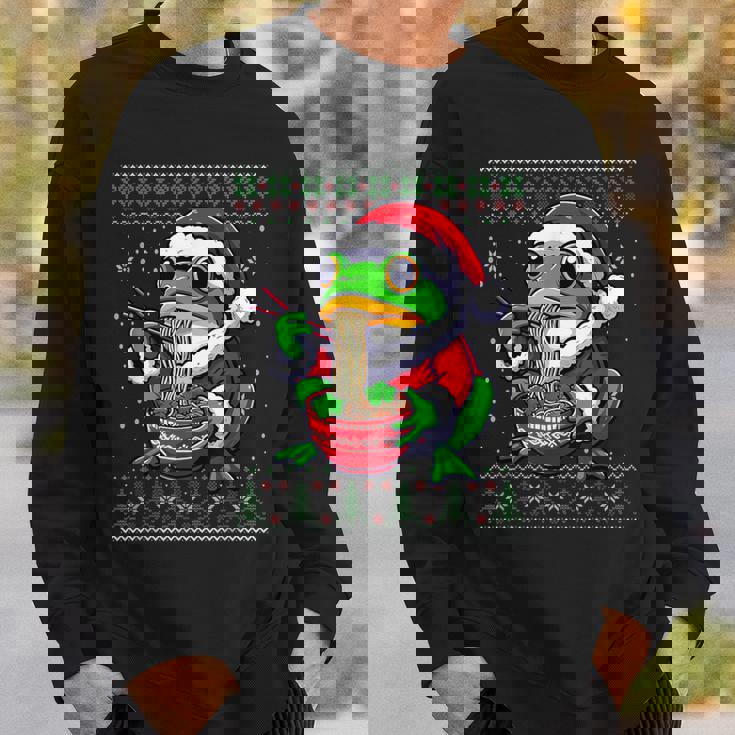 Christmas Frog Eating Ramen Ugly Christmas Sweater Sweatshirt Gifts for Him