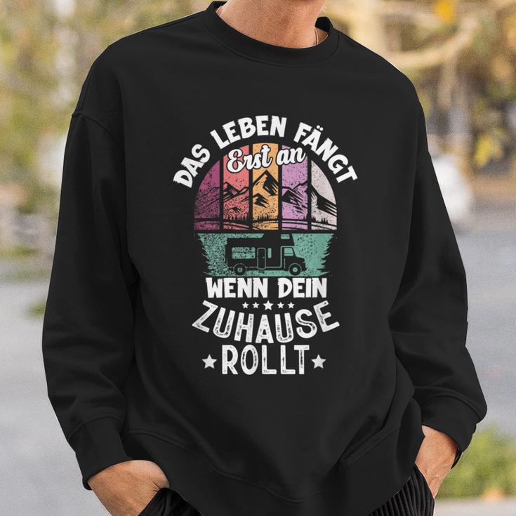 Das Leben Fängt An Wenn Zuhause Rollt Camping Caravan Sweatshirt Geschenke für Ihn