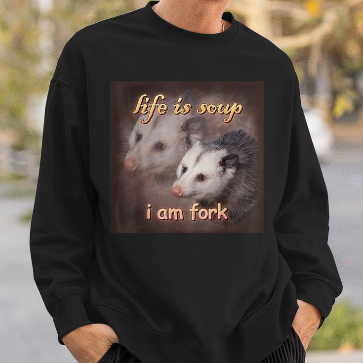 Das Leben Ist Suppe Ich Bin Gabel Opossum Sweatshirt Geschenke für Ihn