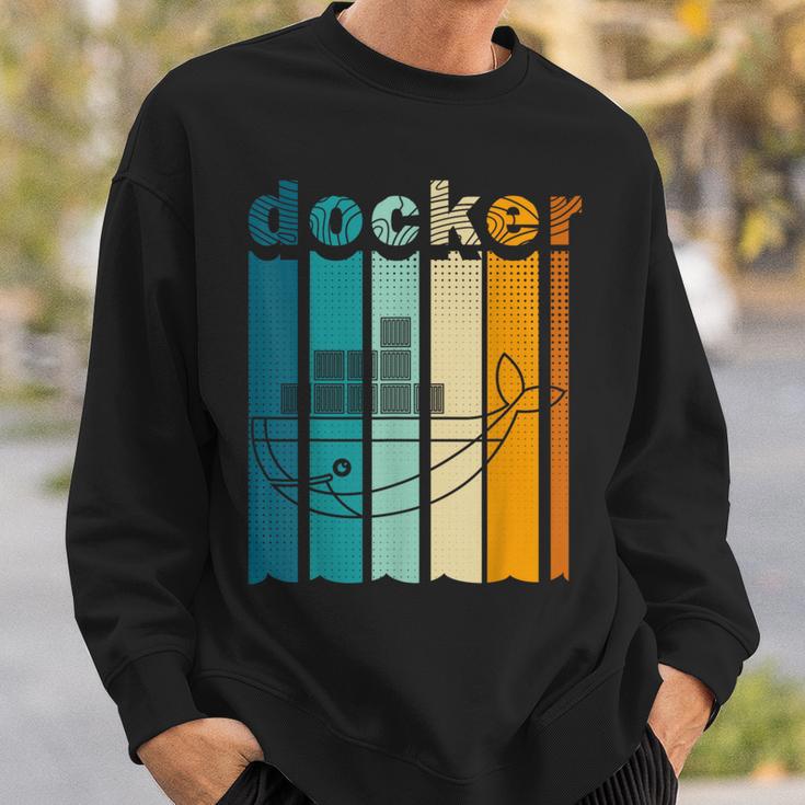 Docker Linux Devops Programming Coding Retro Computer Scientist Sweatshirt Geschenke für Ihn