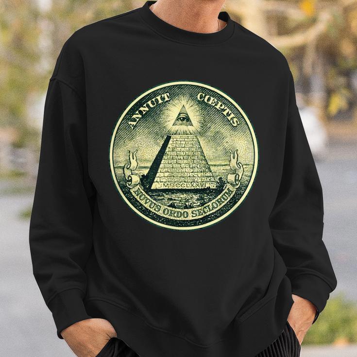 A Dollar Note Allseeing Eye Pyramid Illuminati Sweatshirt Geschenke für Ihn