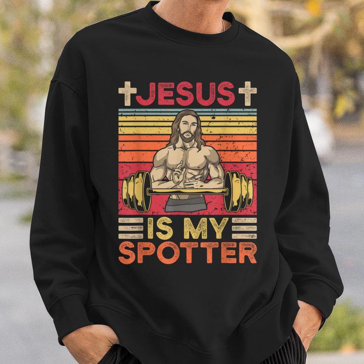 Fitness Jesus Is My Spotterintage Sweatshirt Geschenke für Ihn