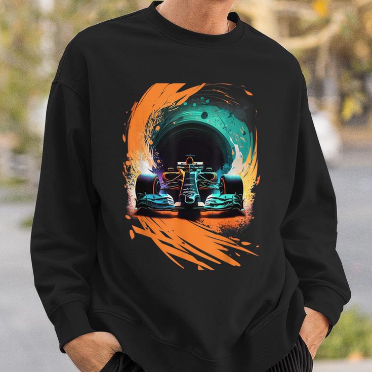 Sweatshirt Back Racing Graphics Formula Racing Open Wheel Race Car On Racing Track Sweatshirt ...