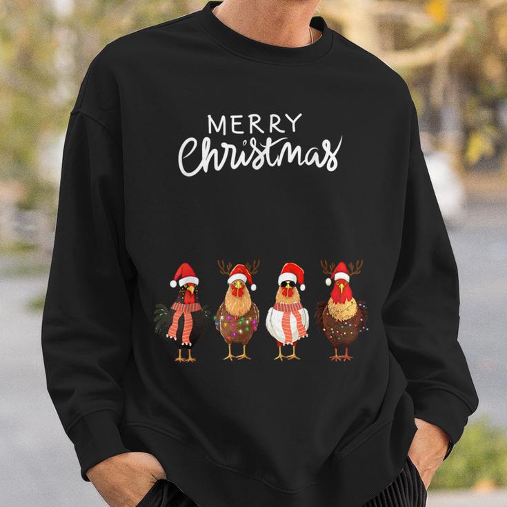 Frohe Weihnachten Hühner Mit Weihnachtsmützen Süßer Hühnerliebhaber Sweatshirt Geschenke für Ihn