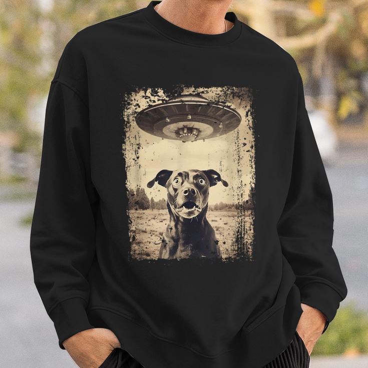 Dog With Ufo Retrointage Uncanny Alien Ufo Sweatshirt Geschenke für Ihn