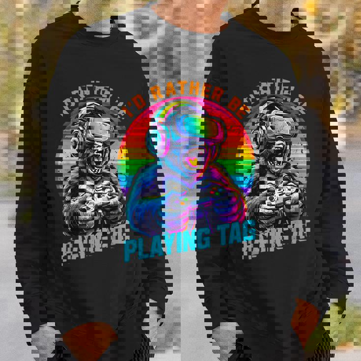 Gorilla Playing Video Vr Games Boys Gamer Gaming Sweatshirt Gifts for Him