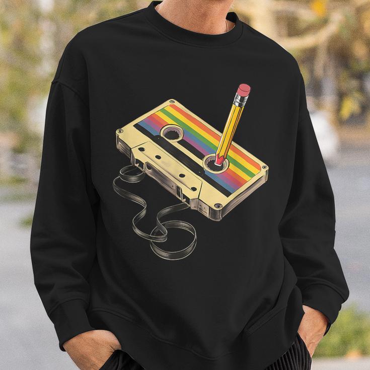 Nerd Retro Cassette Pencil Computer Old School Sweatshirt Geschenke für Ihn