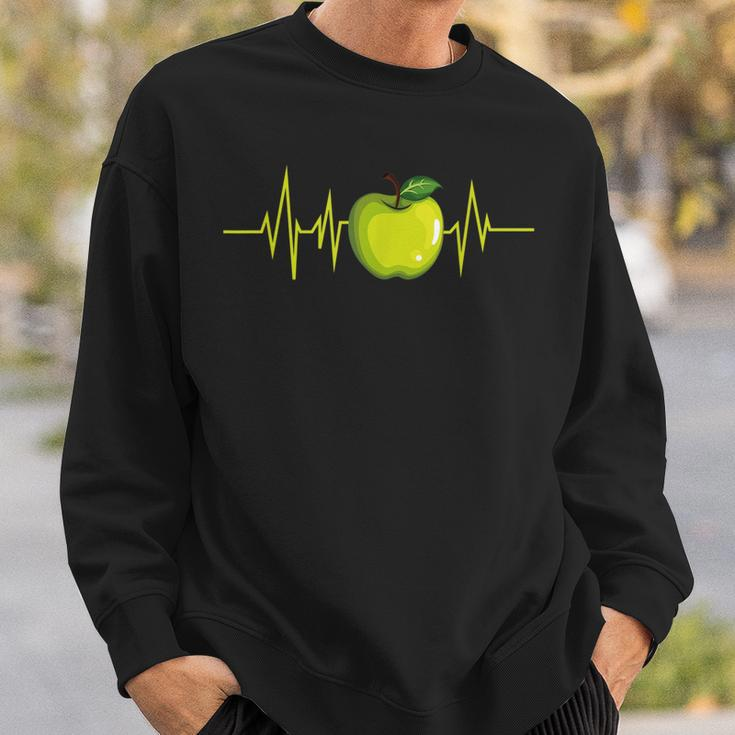 Green Apple Fruit Heartbeat Ecgegan Sweatshirt Geschenke für Ihn