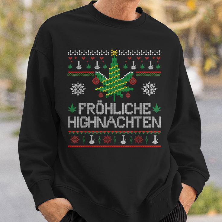 Happy Highnachten Ugly Christmas Hemp Marijuana Sweatshirt Geschenke für Ihn