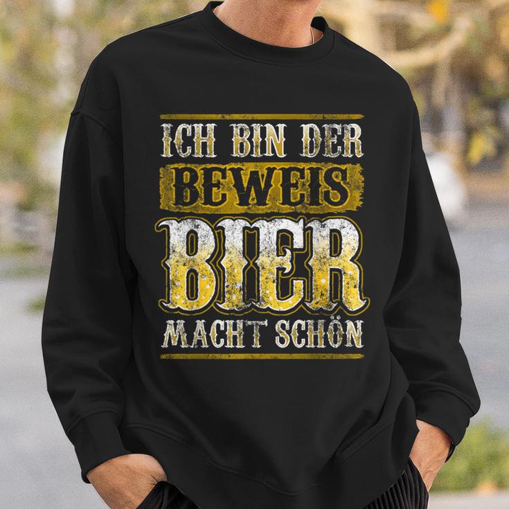 Ich Bin Der Beweis Bier Macht Schön Alkohol Durst Saufen German Sweatshirt Geschenke für Ihn