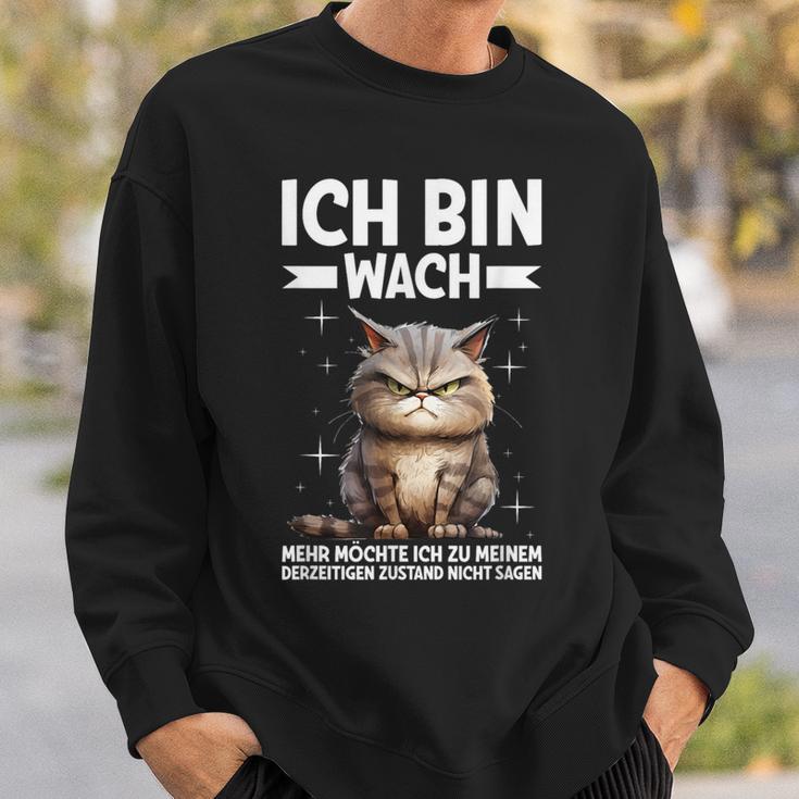 Ich Bin Wach Mehr Möchte Ich Nicht Sagen Katze Angervt Sweatshirt Geschenke für Ihn