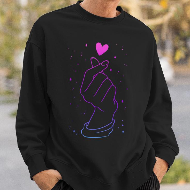 K-Pop Finger Heart Saranghae For Fans Of Korean Music Sweatshirt Geschenke für Ihn