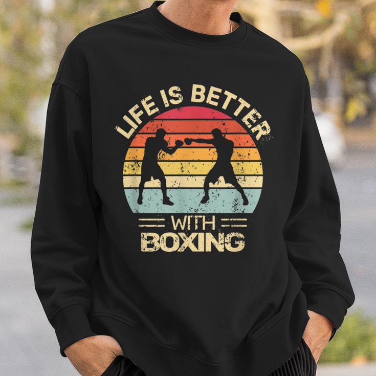 Kickboxing Life Is Better With Boxing Boxer Retro Sweatshirt Geschenke für Ihn