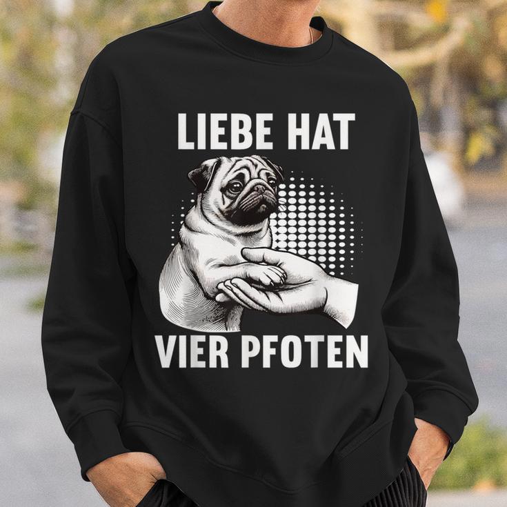 Liebe Hatier Pfoten Mops Pug Pug Dog Liebe Hatier Paw Sweatshirt Geschenke für Ihn