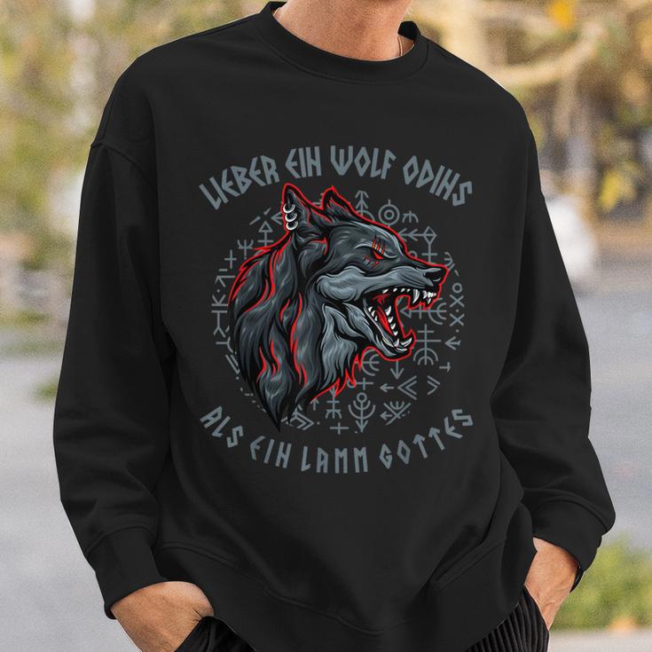 Lieber Ein Wolf Odin Als Ein Lamb Godiking Odin Wolf Sweatshirt Geschenke für Ihn