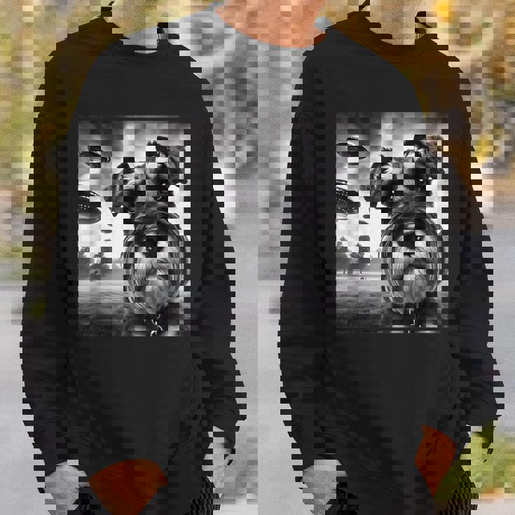 Miniature Schnauzer Graphic Selfie Ufos Weird Aliens Sweatshirt Gifts for Him Miniature Schnauzer Graphic Selfie Ufos Weird Aliens Sweatshirt Gifts for Him