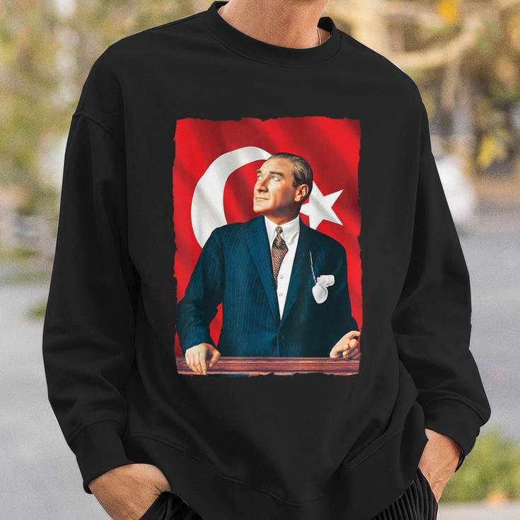 Mustafa Kemal Atatürk And Flag Sweatshirt Geschenke für Ihn