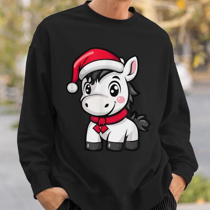 Niedlicher Weihnachtspferd-Comic Sweatshirt Geschenke für Ihn