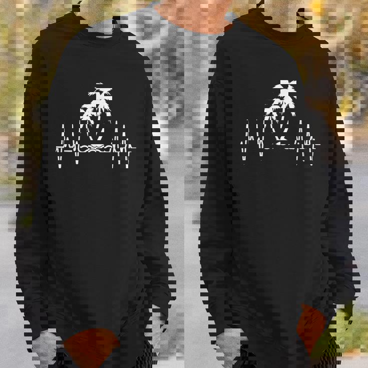Palm Tree Heartbeat Tropical Summer Beach Vacay Sweatshirt Gifts for Him