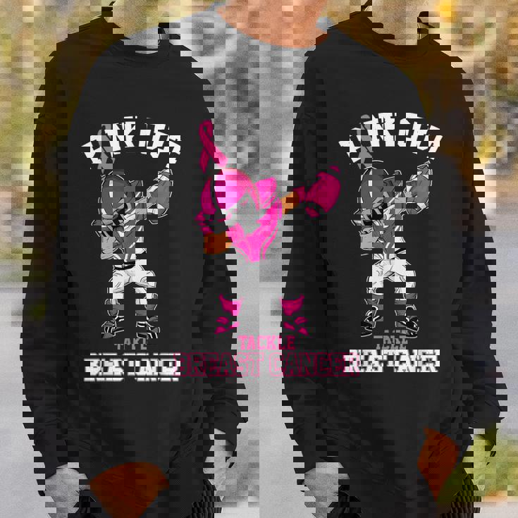 Pink Out Tackle Breast Cancer Awareness Dabbing Football Sweatshirt Gifts for Him