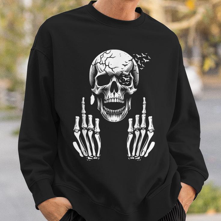 Skull Skeleton Middle Finger Adult Humour F You Sweatshirt Geschenke für Ihn