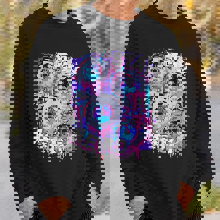 Stay Weird Creepy Eyes Glitch Pastel Weirdcore Estetica Felpa Regalos para él