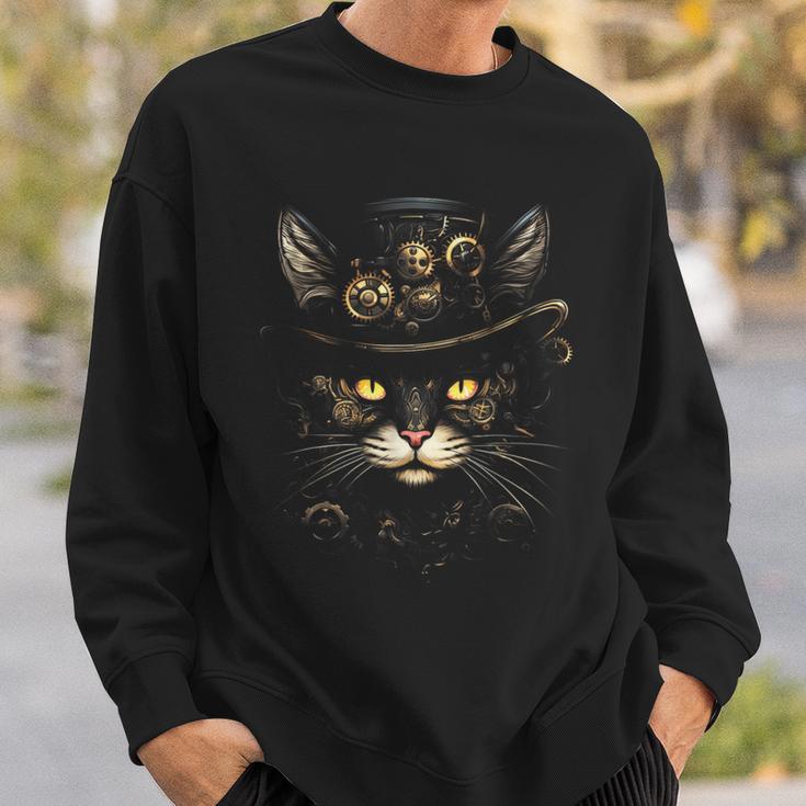 Steampunk Cat Sweatshirt Geschenke für Ihn