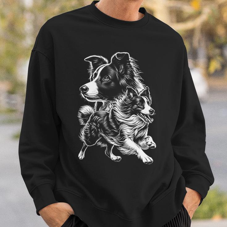 Super Cute Border Collie Cool Portrait On Chest Sweatshirt Geschenke für Ihn