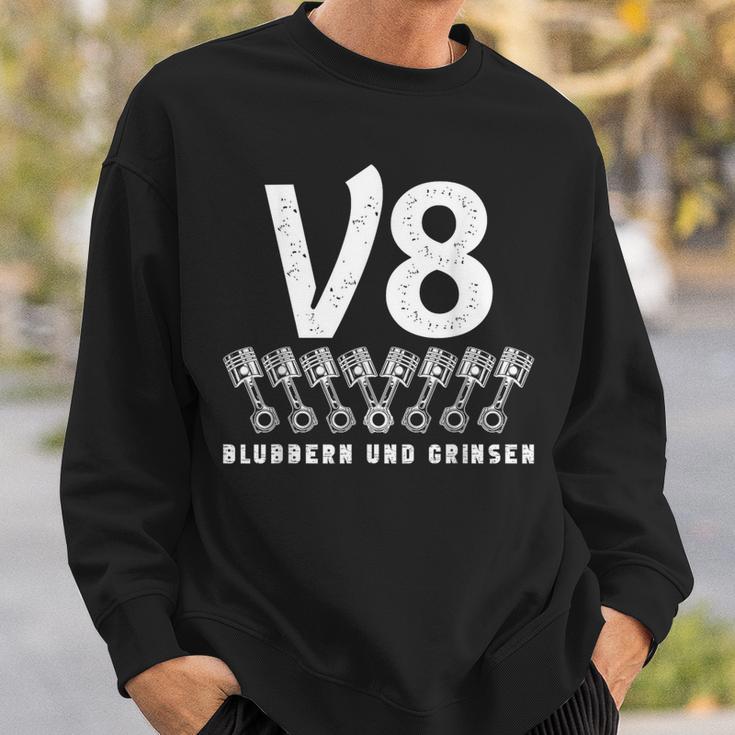 V8 Blubbern Und Grinsen Hubraum 8 Zylinder Car Lovers8 S Sweatshirt Geschenke für Ihn