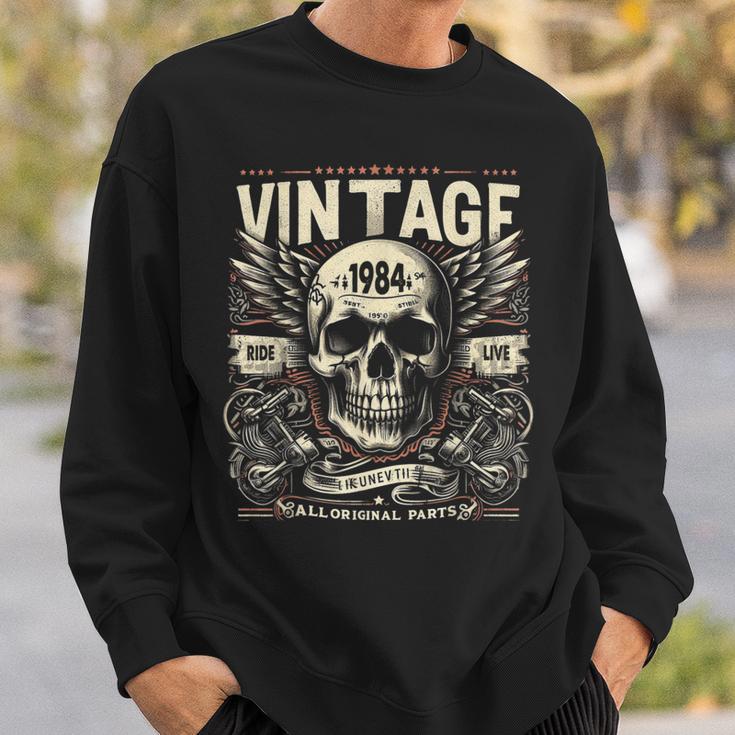 Vintage 1984 Born 1984 Birthday Skull Biker Motorcycle Sweatshirt Geschenke für Ihn