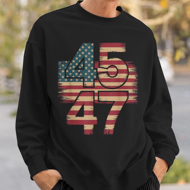 Vintage American Flag Retro 45 47 Trump 2024 Sweatshirt Geschenke für Ihn