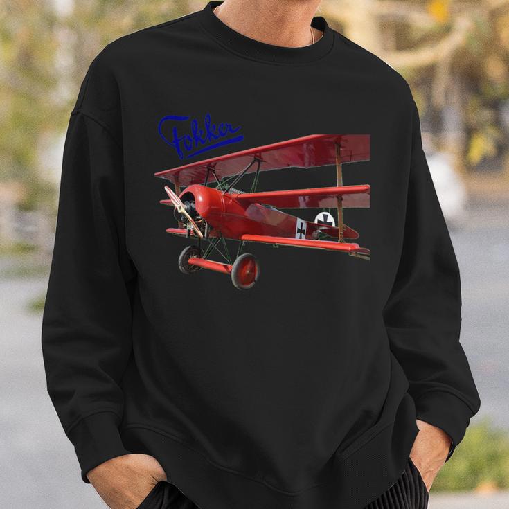 Vintage Car Aeroplane Fokker D3 Triplane Red Baron Ww1 Sweatshirt Geschenke für Ihn