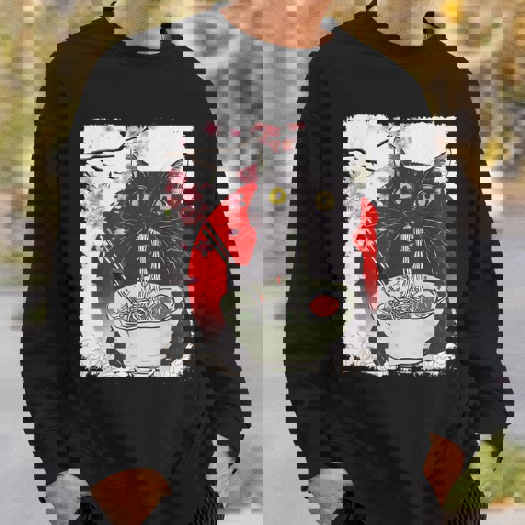 Vintage Cat Eating Ramen Japanese Cat Noodles Sweatshirt Gifts for Him