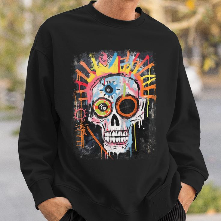 Vintage Graffiti Biker Rocker Skeleton Punk Horror Skull Sweatshirt Geschenke für Ihn