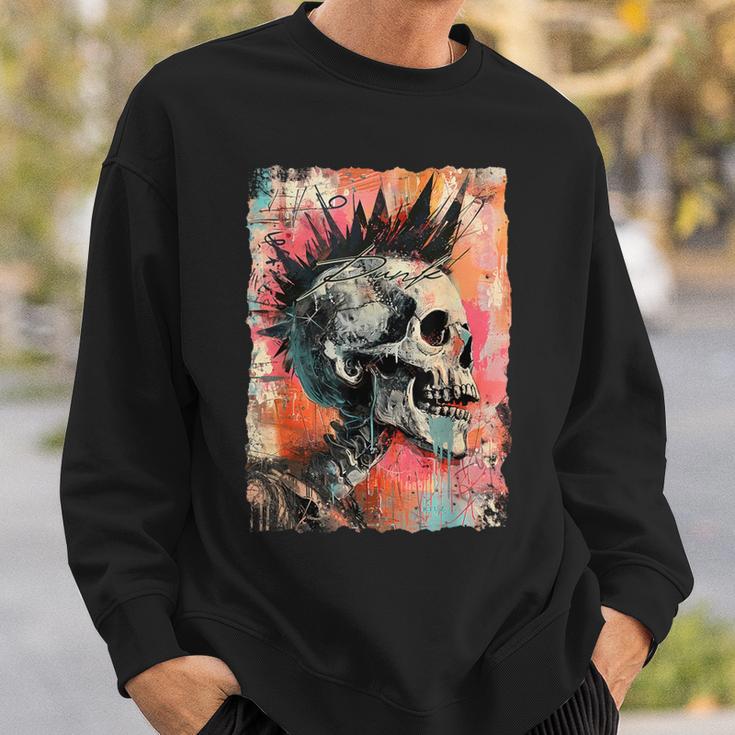 Vintage Graffiti Biker Rocker Skull Punk Horror Skull Sweatshirt Geschenke für Ihn