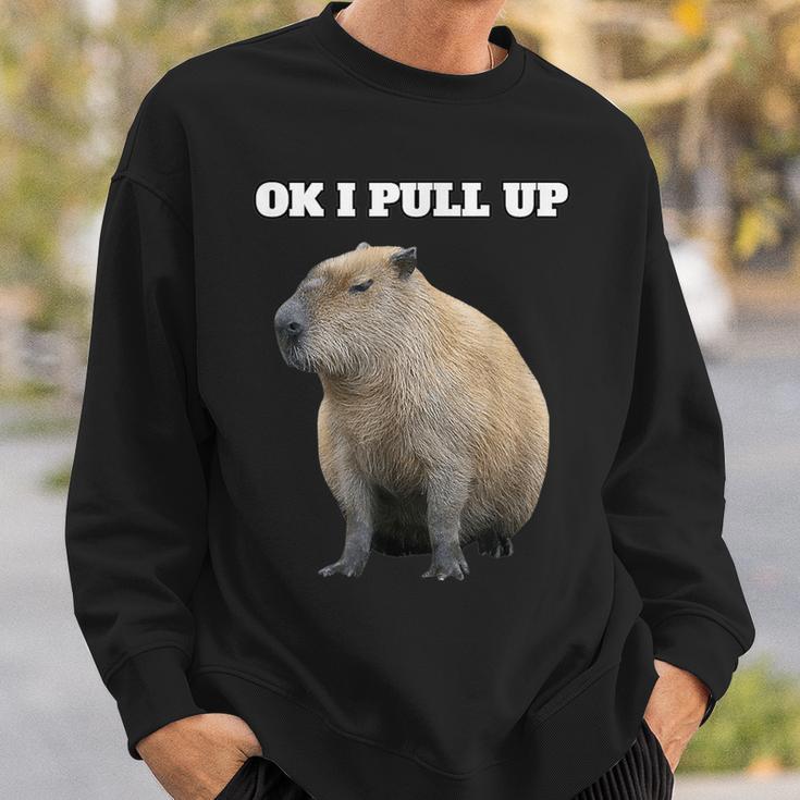 Vintage Ok I Pull Up Capybara Sweatshirt Geschenke für Ihn