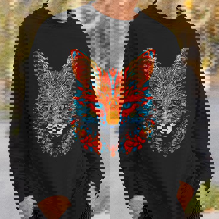 Volpe Fiore Occhi Blu Animale Colorato Felpa Regalos para él
