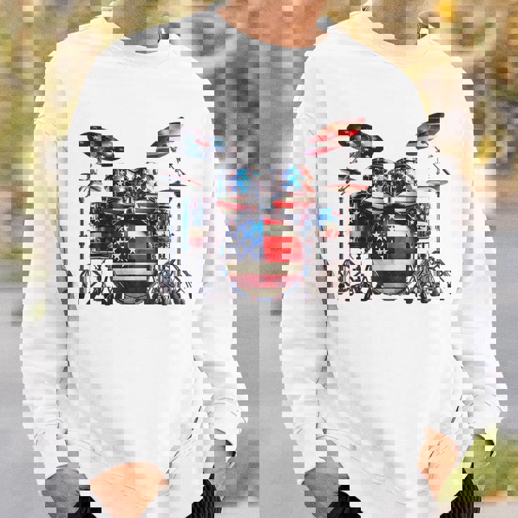 American Flag Drum Drumset 4Th Of July Usa Patriotic Drummer Sweatshirt Gifts for Him