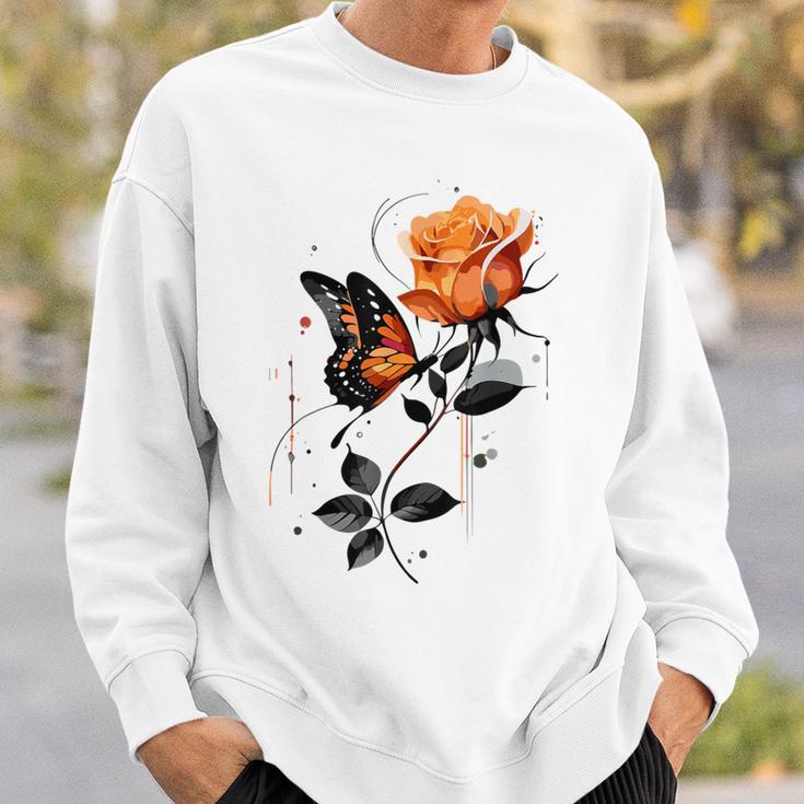 Blumen Und Schmetterlinge Damen Outfit Gray Sweatshirt Geschenke für Ihn