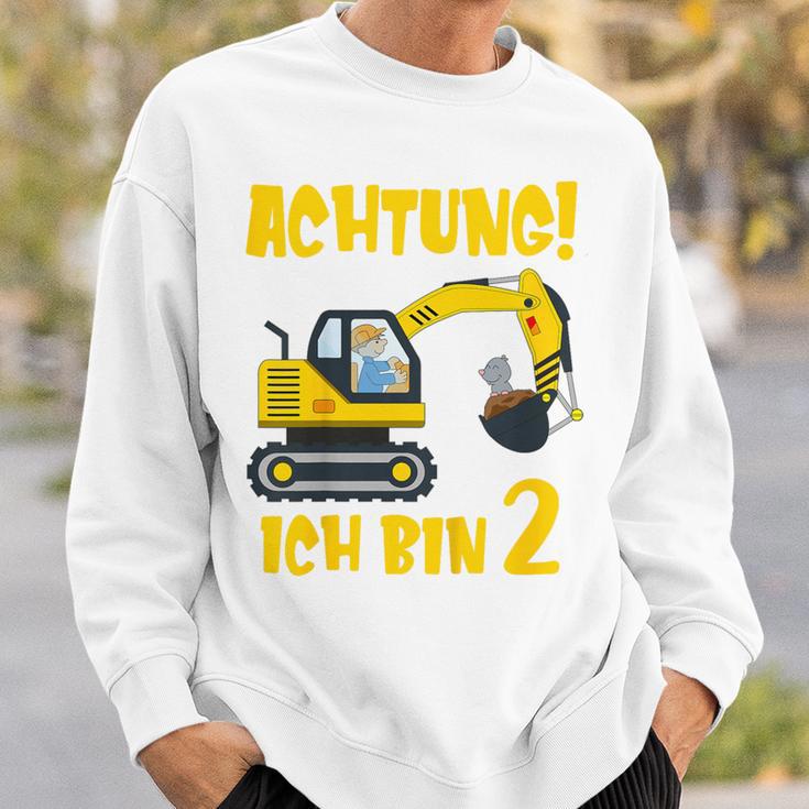 Children's Achtung Ich Bin 2 Jahre Alt Bagger Zum 2Nd Birthday Boys Sweatshirt Geschenke für Ihn