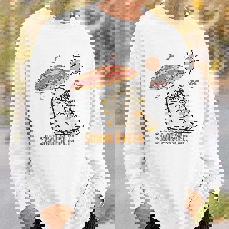 Cute Ghost Spooky Beach Summer Vacation Halloween Summerween Sweatshirt Gifts for Him