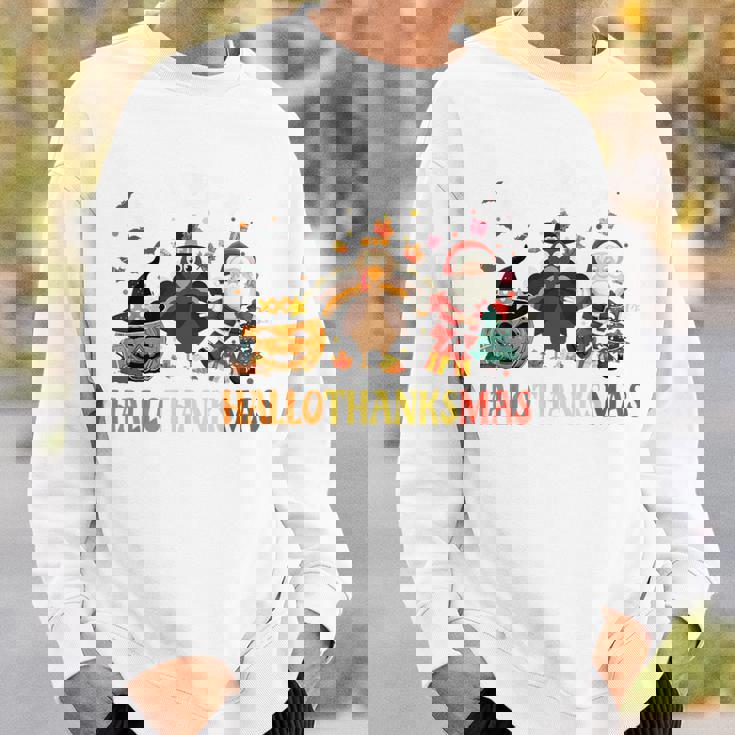 Happy Hallothanksmas Halloween Thanksgiving Christmas Sweatshirt Gifts for Him