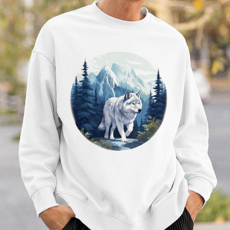 Lone Wolf Überlebt Die Berg-Silhouette-Kunst Sweatshirt Geschenke für Ihn