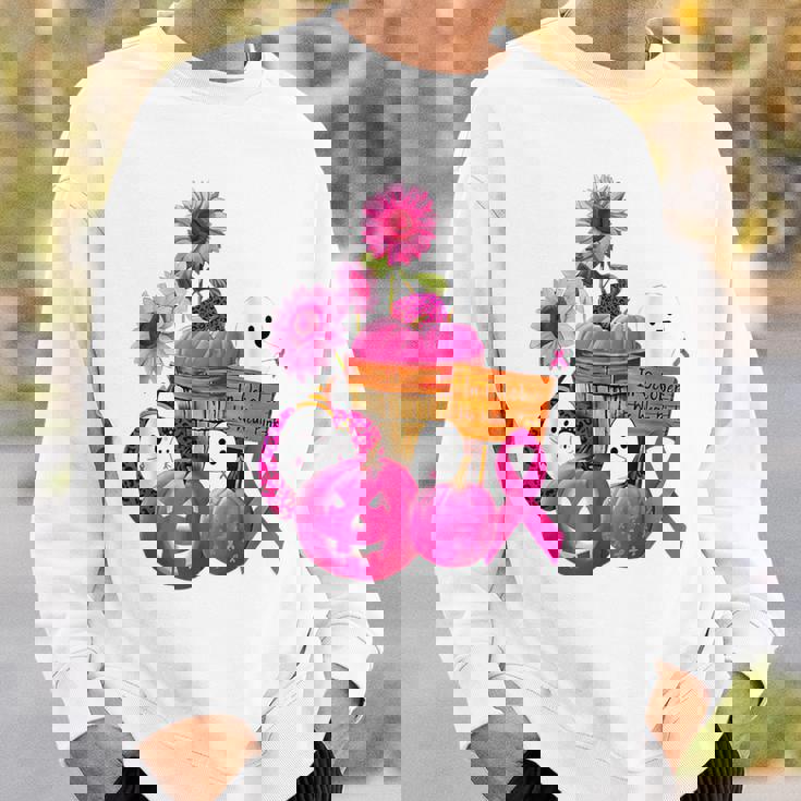 In October We Wear Pink Ghosts & Pumpkins For Breast Cancer Sweatshirt Gifts for Him