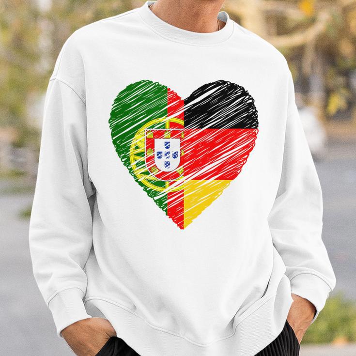 Portugal Germany Heart Germany Flag Portuguese Flag Heart Blue Sweatshirt Geschenke für Ihn