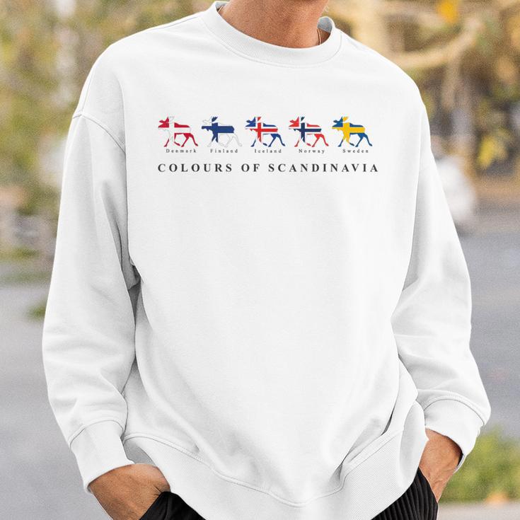 Scandinavia Flags Elk Colours Sweden Norway Iceland Gray Sweatshirt Geschenke für Ihn