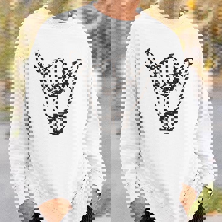 Shaka Sign Hang Good Vibes Retro Loose Hawaii Surfing Sweatshirt Gifts for Him