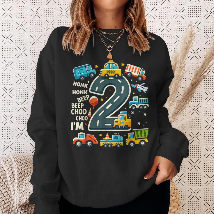 2 Jahre Alt Geburtstag Junge Lkw Auto Transport Sweatshirt Geschenke für Sie