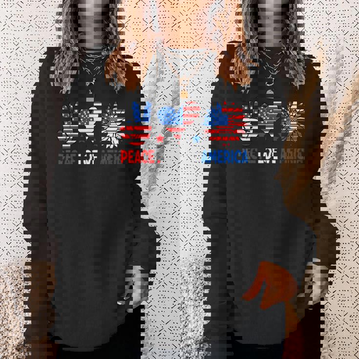 4Th Of July Peace Love America Us Flag Fourth Of July Sweatshirt Gifts for Her
